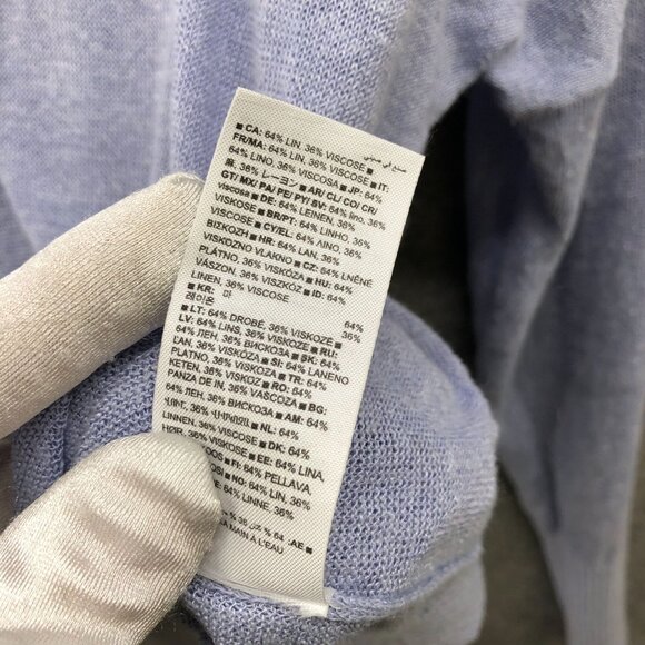 Banana Republic Linen Blend Sweater Womens L Oversized Crewneck Relaxed Blue - Picture 9 of 9